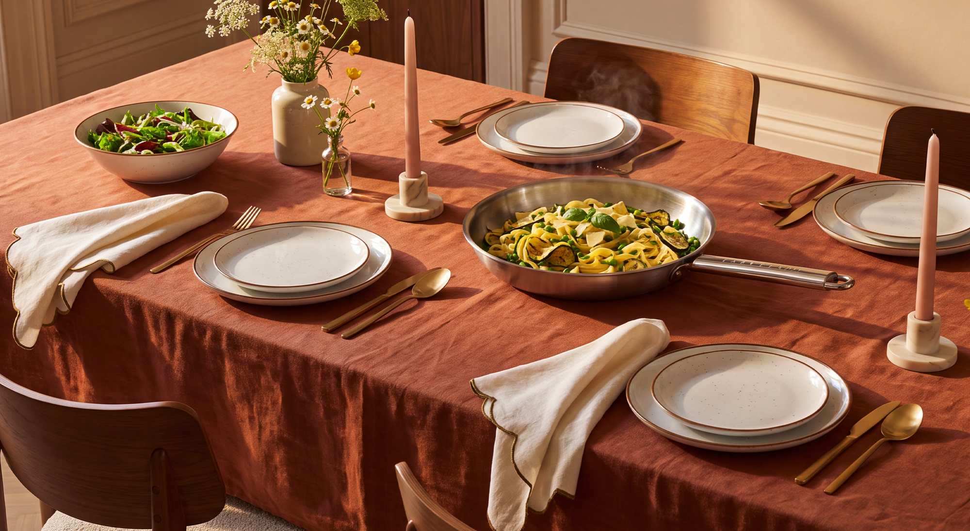 FableRoom tableware, cookware and linen styled in a bright home kitchen