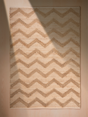 Jesse Hand-woven Jute Striped Rug - Beige