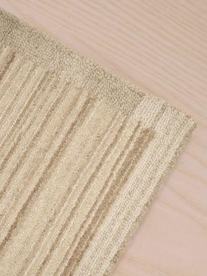 Ailany Hand-tufted Wool Striped Rug - Beige