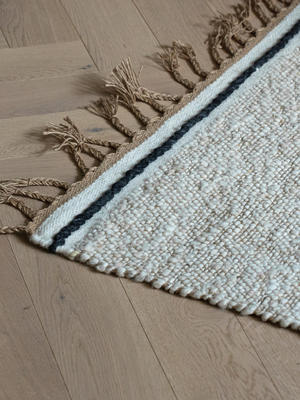 Elowen Hand-woven Wool Striped Rug - Beige