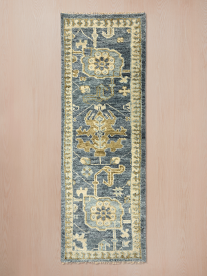 Bloomville Hand-knotted Wool Persian Rug - Blue