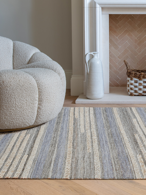 Umara Hand-woven PET Kilim Rug - Blue