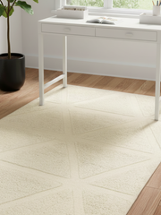 Niyab Hand-tufted Wool Geometric Rug - Ivory