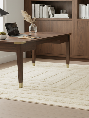 Fiza Hand-tufted Wool Geometric Rug - Ivory