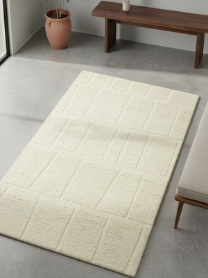Edith Hand-tufted Wool Geometric Rug - Ivory