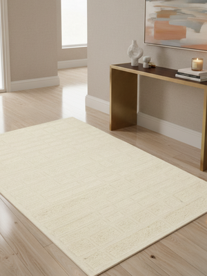 Lara Hand-tufted Wool Geometric Rug - Ivory