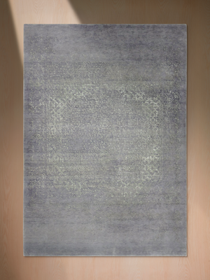 Livia Hand-knotted Wool & Bamboo Silk Distressed Rug - Grey
