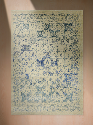 Marina Hand-knotted Wool & Bamboo Silk Distressed Rug - Beige