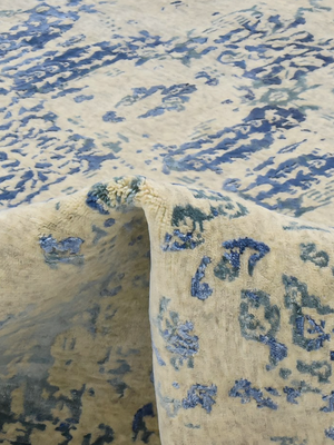 Marina Hand-knotted Wool & Bamboo Silk Distressed Rug - Beige