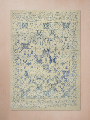 Marina Hand-knotted Wool & Bamboo Silk Distressed Rug - Beige