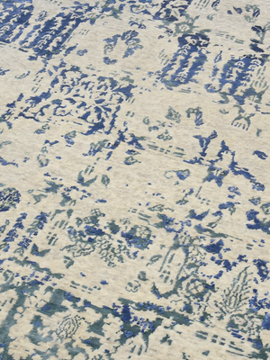 Marina Hand-knotted Wool & Bamboo Silk Distressed Rug - Beige