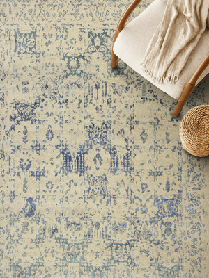 Marina Hand-knotted Wool & Bamboo Silk Distressed Rug - Beige