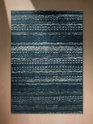 Stella Hand-knotted Wool & Bamboo Silk Abstract Rug - Indigo