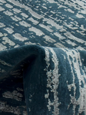 Stella Hand-knotted Wool & Bamboo Silk Abstract Rug - Indigo