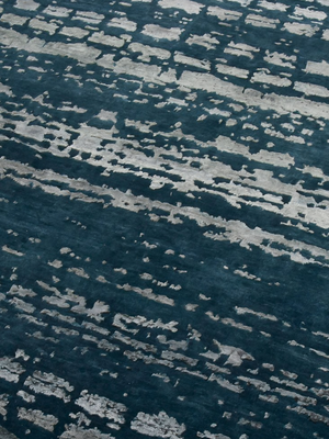 Stella Hand-knotted Wool & Bamboo Silk Abstract Rug - Indigo