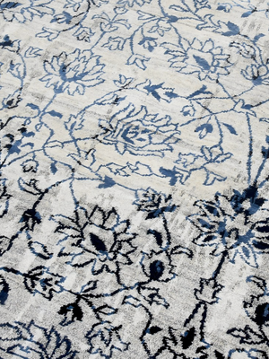 Reese Hand-knotted Wool & Bamboo Silk Persian Rug - Grey