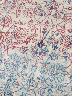 Iris Hand-knotted Wool & Bamboo Silk Persian Rug - Blue