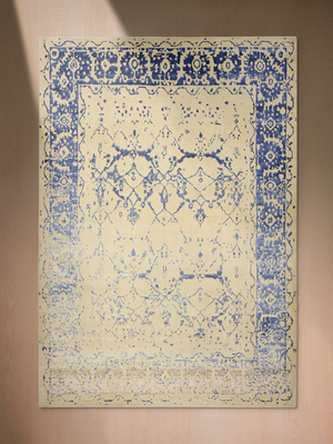 Mehr Hand-knotted Wool & Bamboo Silk Distressed Rug - Beige