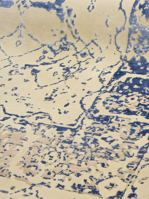 Mehr Hand-knotted Wool & Bamboo Silk Distressed Rug - Beige