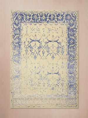 Mehr Hand-knotted Wool & Bamboo Silk Distressed Rug - Beige