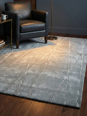 Vayen Hand-tufted Wool & Tencel Abstract Rug - Light Grey