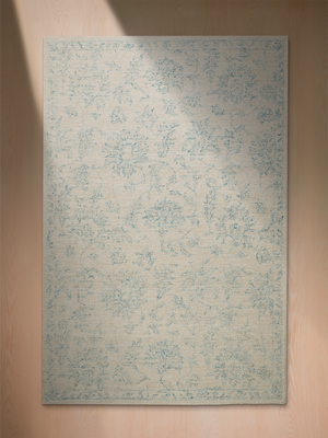 Tulip Hand-tufted Wool Persian Rug - Turquoise