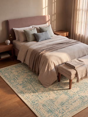 Tulip Hand-tufted Wool Persian Rug - Turquoise