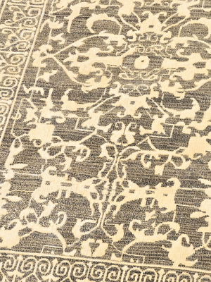 Nariza Hand-knotted Wool-Silk Persian Rug - Charcoal