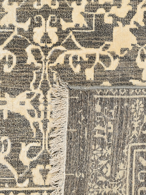 Nariza Hand-knotted Wool-Silk Persian Rug - Charcoal