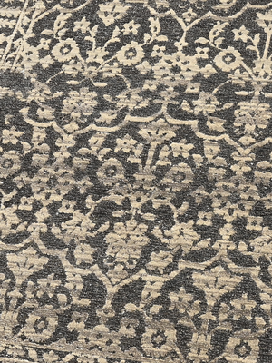 Nazneen Hand-knotted Wool-Silk Persian Rug - Charcoal