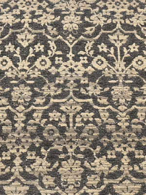 Nazneen Hand-knotted Wool-Silk Persian Rug - Charcoal