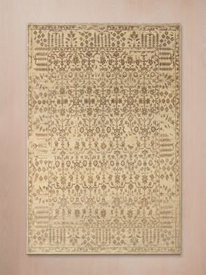 Cyra Hand-knotted Wool-Silk Persian Rug - Beige