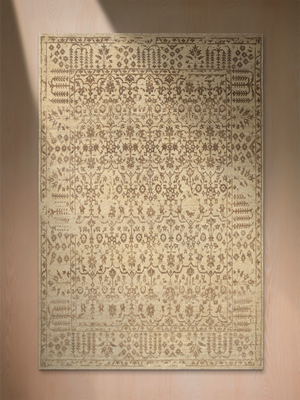 Cyra Hand-knotted Wool-Silk Persian Rug - Beige