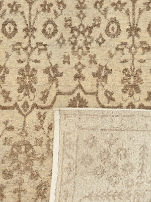Cyra Hand-knotted Wool-Silk Persian Rug - Beige