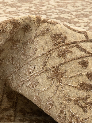 Cyra Hand-knotted Wool-Silk Persian Rug - Beige