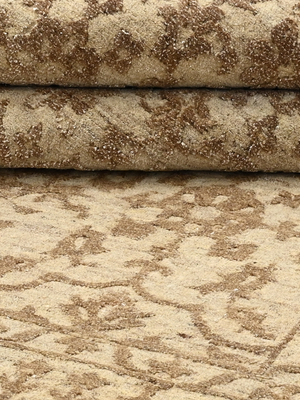 Cyra Hand-knotted Wool-Silk Persian Rug - Beige