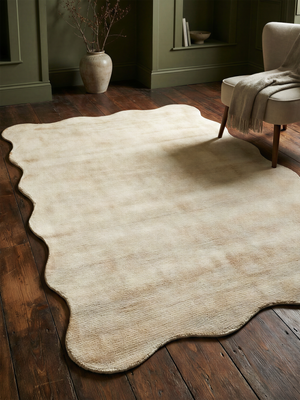 Nayra Hand-woven Scalloped Rug - Beige