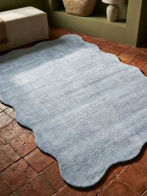 Reyma Hand-woven Scalloped Rug - Pale Blue