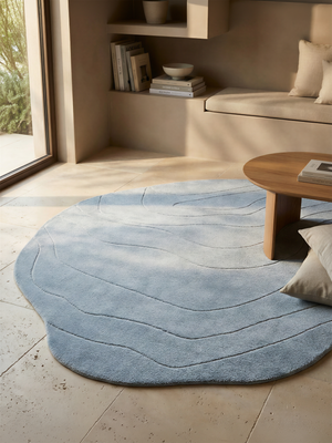 Mehira Hand-woven Organic Abstract Rug - Pale Blue