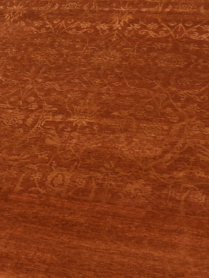 Rustic Aura Hand-knotted Wool & Silk Persian Rug - Rust