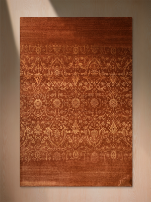 Rustic Aura Hand-knotted Wool & Silk Persian Rug - Rust