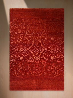 Mohair Hand-knotted Wool & Silk Persian Rug - Rust