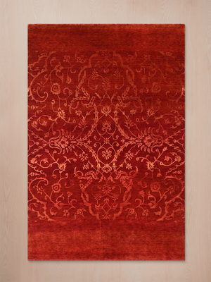 Mohair Hand-knotted Wool & Silk Persian Rug - Rust