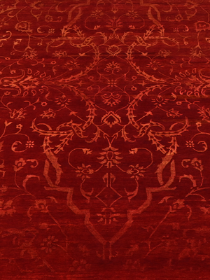Mohair Hand-knotted Wool & Silk Persian Rug - Rust