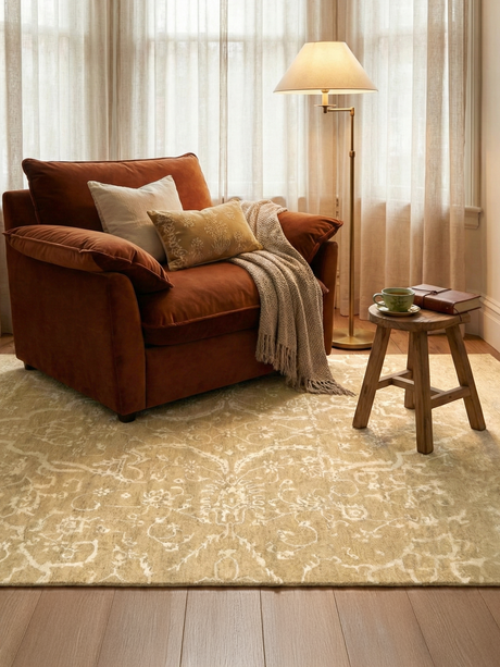 Jean handgeknüpfter Teppich aus Wolle und Seide