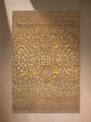 Gulnar Hand-knotted Wool & Silk Persian Rug - Ochre