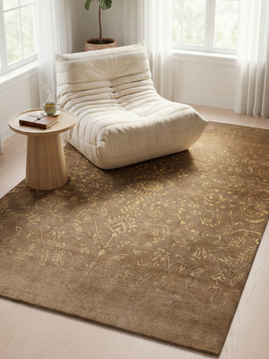 Unnati Hand-knotted Wool & Silk Persian Rug - Beige