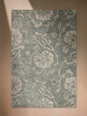 Brooke Hand-tufted Wool Floral Rug - Blue