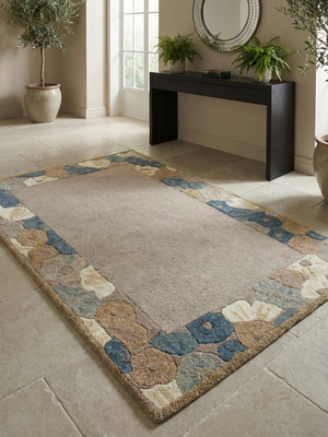 Egle Hand-tufted Wool Floral Rug - Rust
