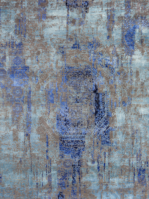 Sadie Hand-knotted Bamboo Silk & Wool Abstract Rug - Blue